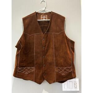 Vintage Pioneer Wear Leather Suede Lined insula Vest Mens Size 48  US
